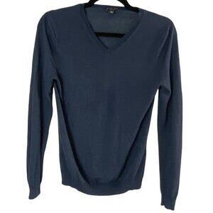 SISLEY Women Cashmere Blend Sweater Sz S Blue Pullover Long Sleeve V Neck 49-17